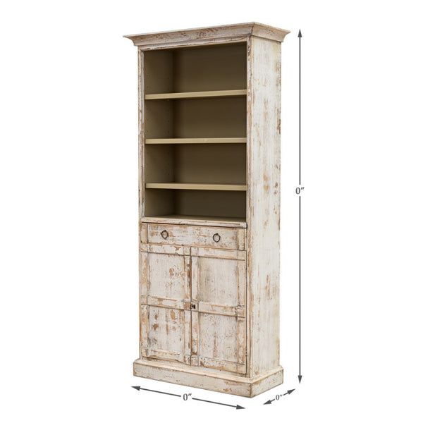 Bookcase With Doors, Disrupted White | Sarreid