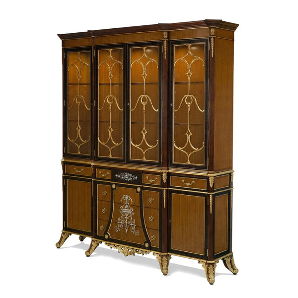 Eucalyptus and Gold Gilt Breakfront Bookcase | Aston Court