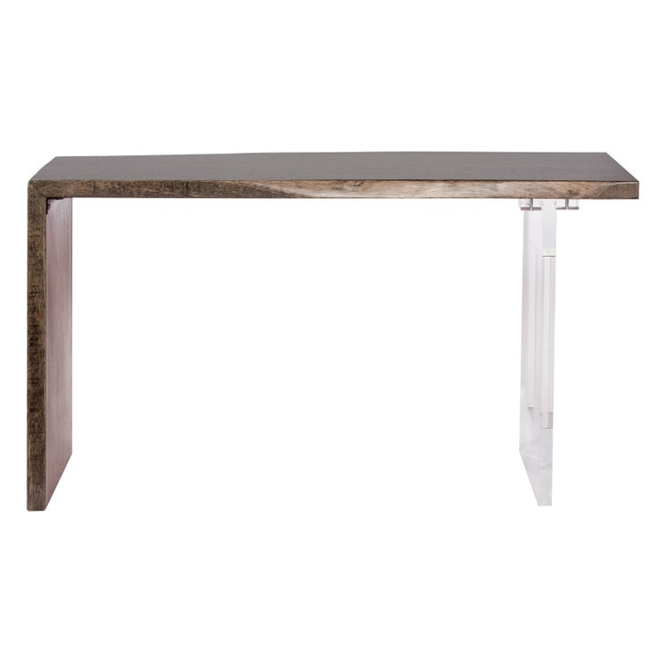 Live Edge 54" Heritage Guanacaste Waterfall Desk Featuring Acrylic Base and Fairfield Chair back view