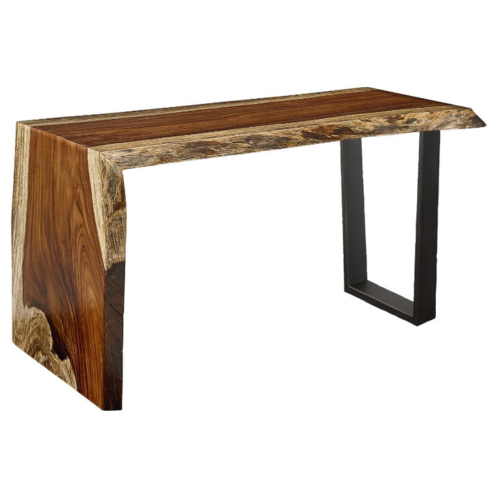 Fairfield Chair Live Edge 54" Natural Guanacaste Waterfall Desk with Trapezoid Base front view