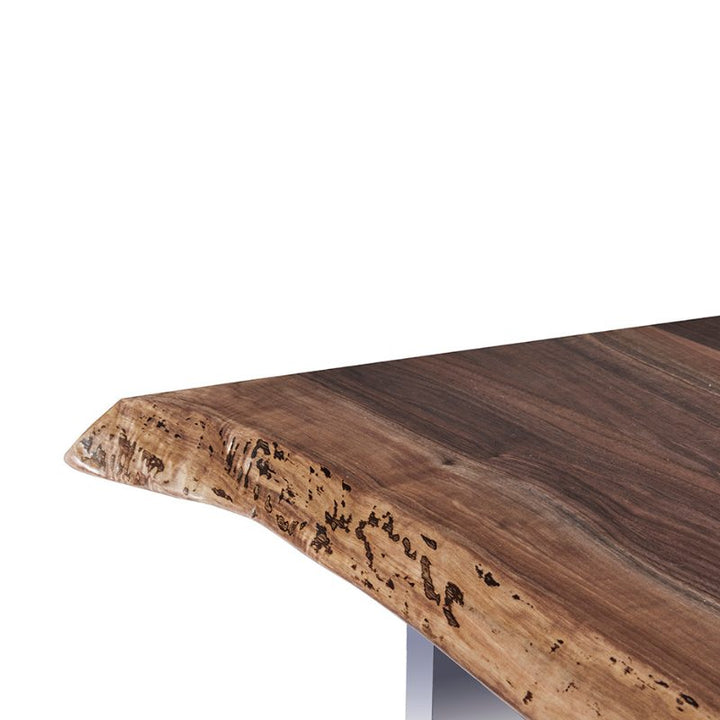 Handcrafted Live Edge 54" Walnut Waterfall Desk with Clear Acrylic Base by Fairfield Chair corner view