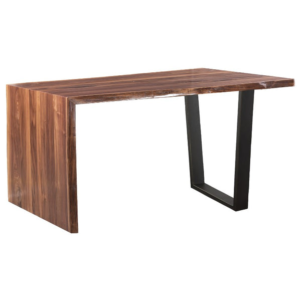 Live Edge 54" Walnut Waterfall Desk with Trapezoid Base by Fairfield Chair front view