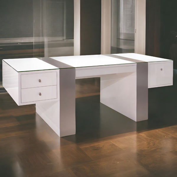 Indoor photo of the Nero White Lacquer Desk by Sharelle Furnishings